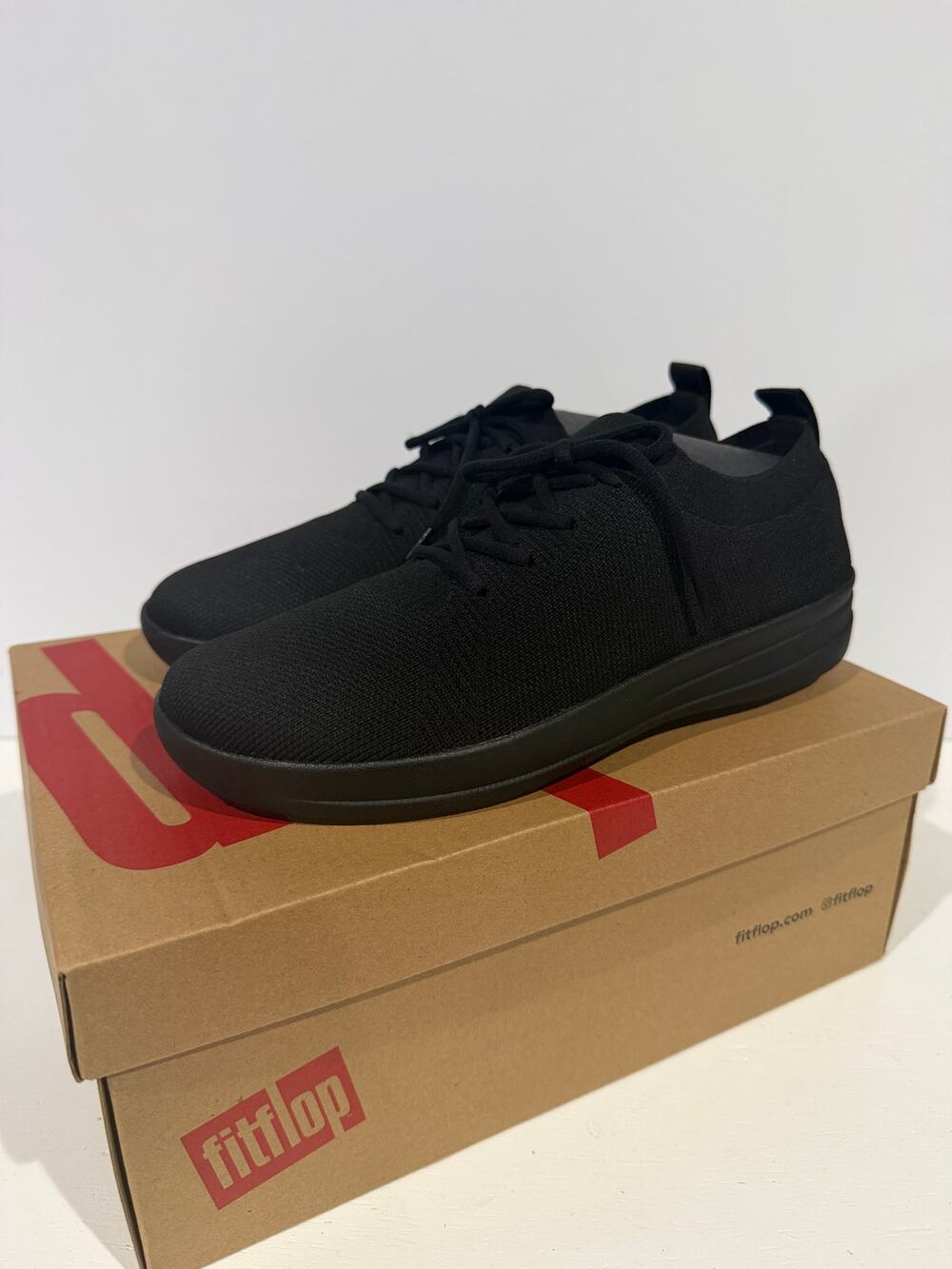 Fit Flop F Sporty Uberknit Sneakers ALL BLACK Womens Size 8.5 NEW